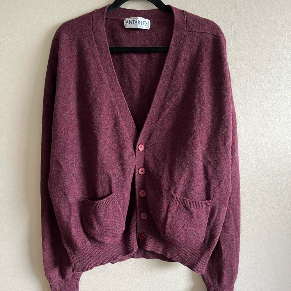 Burgundy Wool Cardigan